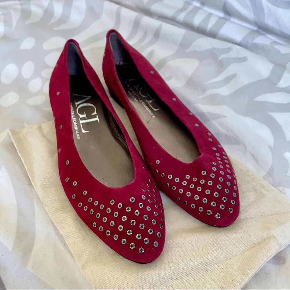NWT - AGL Grommet Studded Ballet Flats in Suede